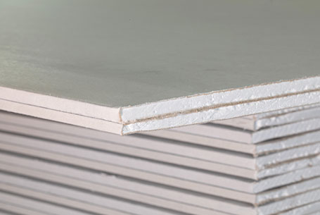 Edges of stacked sound-damping drywall panels